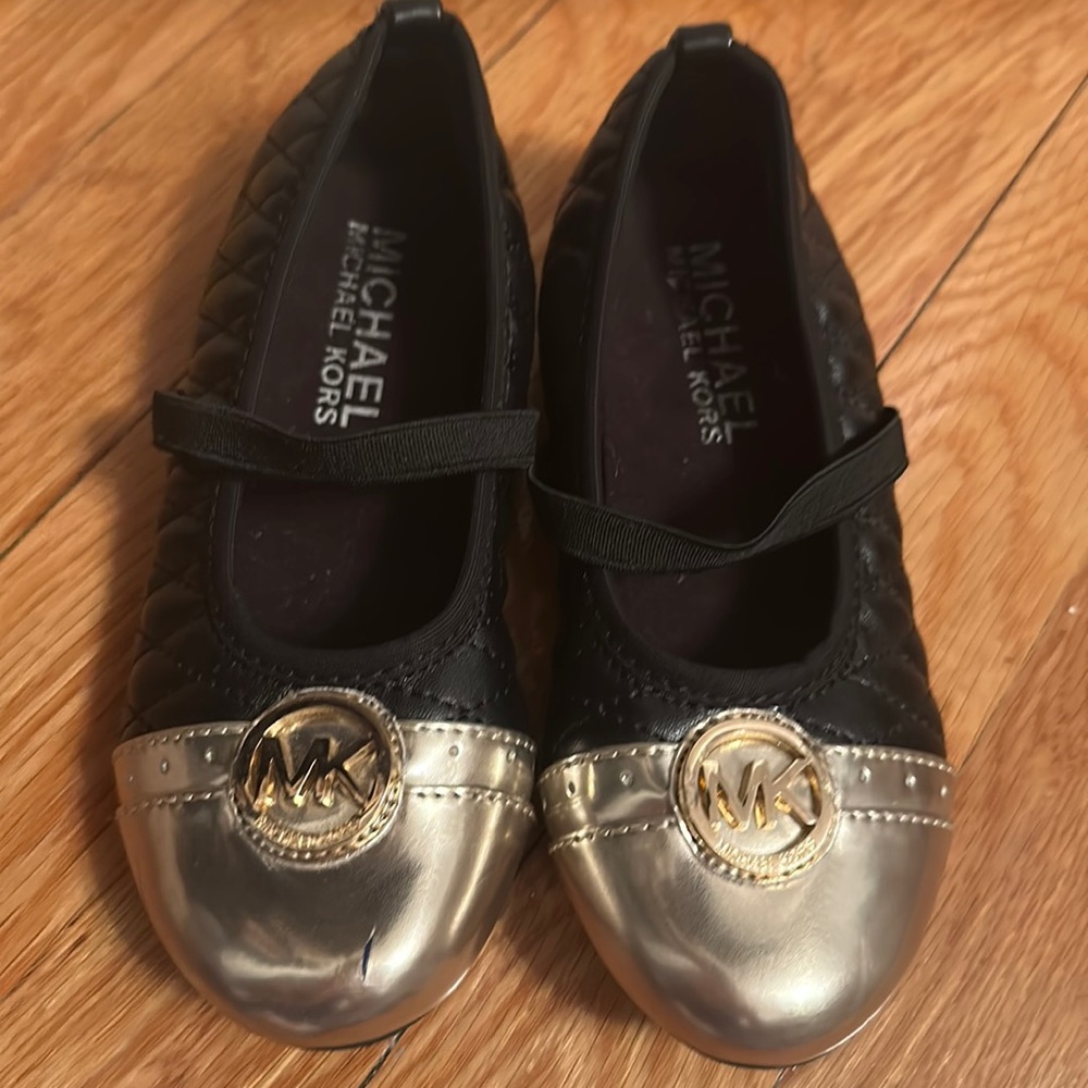 Toddler Girls Michael Kors Flats MK Gold and Black